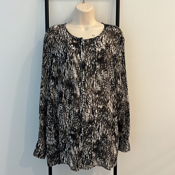 Peruvian Connection Long Sleeve Button Up Blouse Top Animal Print Women Size XL - Picture 2 of 9